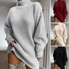 Solid Color Sweater Dress Half High Collar Raglan Long Sleeve Loose Fit Knitting Dress Autumn Winter Mini Dress Knitwear