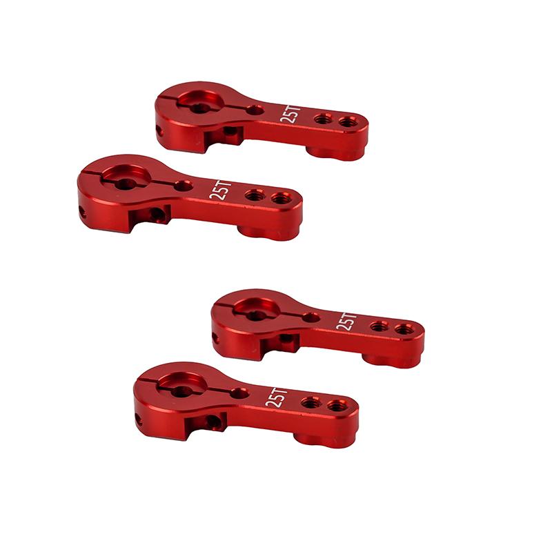 1/2/4PCS Red Aluminum Alloy Metal Servo Parts 3-hole Steering Arm 25T For Standard Servos 25T Metal Swing Horn Arm Accessories
