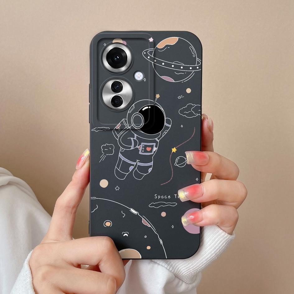 Чехол для OPPO A60 A59 Realme C65 12x Reno11 Pro, чехол для телефона с милым астронавтом-пилотом, противоударный, мягкий жидкий силикон, популярный чехол-бампер для OPPO