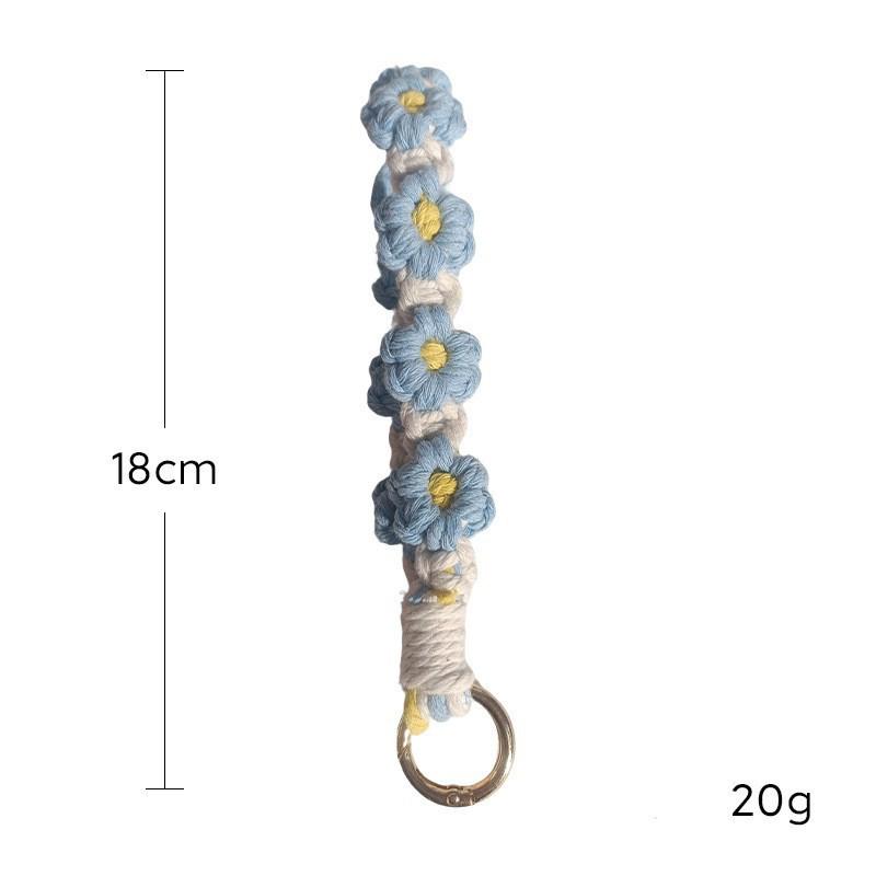Flower Keychain Hand Woven Daisy Bracelet Pendant Bohemian Style Charm for Phone Bag Backpack Fashion Gift