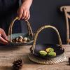 Creative Ceramic Dish Portable Basket Hotel Special Dish Restaurant Ceramic Dish Table Decoration Round Tray Creative Tableware