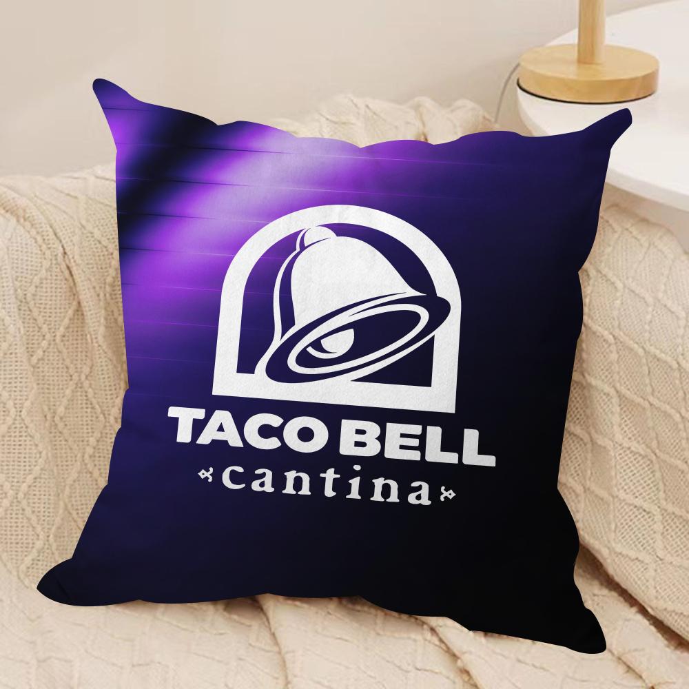 Mexican Flavor T-Taco Bell Cushion Cover Soft Plush Fabric Double-Sided Printed Sofa Cushion Cover for All Seasons Home Decor