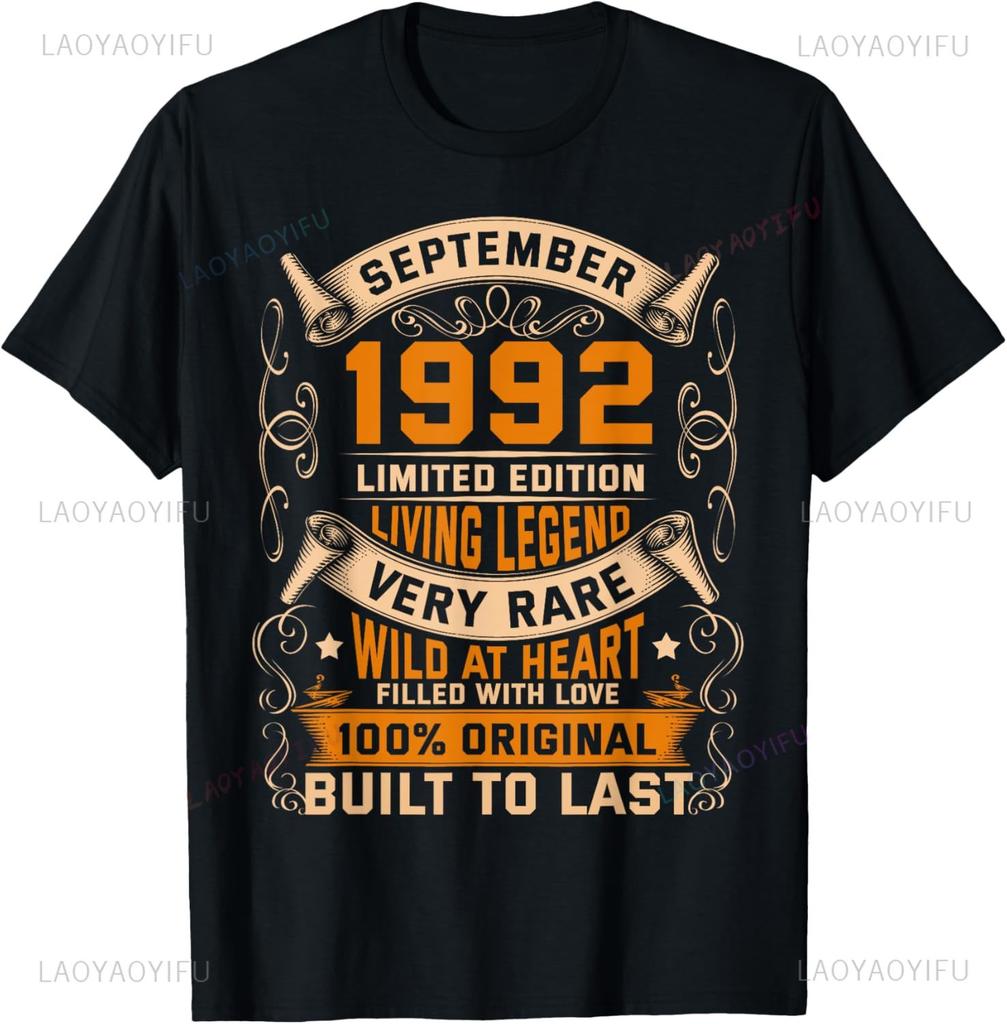 Vintage 33th Birthday Decorations Vintage 1992 33 Years Old TShirt Print on DeUnisexd Streetwear Short Sleeve Camiseta Hombre
