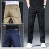 Мужские удобные повседневные брюки на весну и осень, мужские деловые брюки с начесом, негладильные эластичные брюки, свободные прямые мужские брюки-трубы