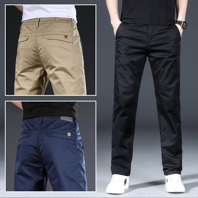 Мужские удобные повседневные брюки на весну и осень, мужские деловые брюки с начесом, негладильные эластичные брюки, свободные прямые мужские брюки-трубы