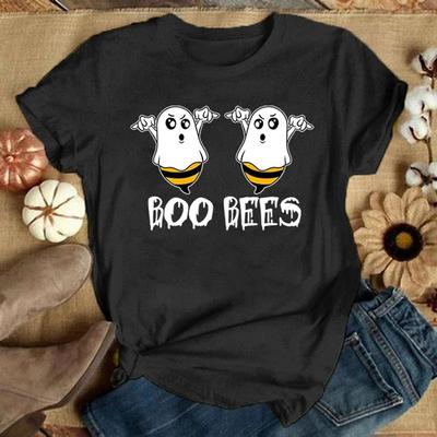 Летняя футболка с коротким рукавом Femme Funny Boo Bees с принтом букв Футболка Повседневная футболка Женские сексуальные топы Харадзюку Каваи 61541