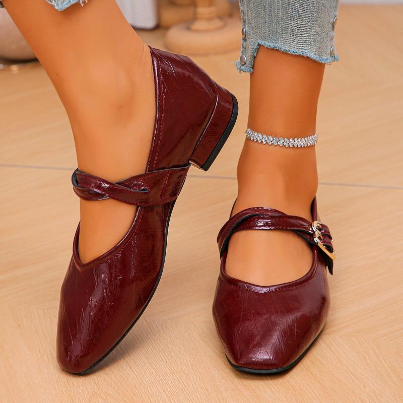 Spring Brand Designer Solf Leather Square Toe Buckle Strap Women Pumps Sandals Low Heels Party Dress Shoes