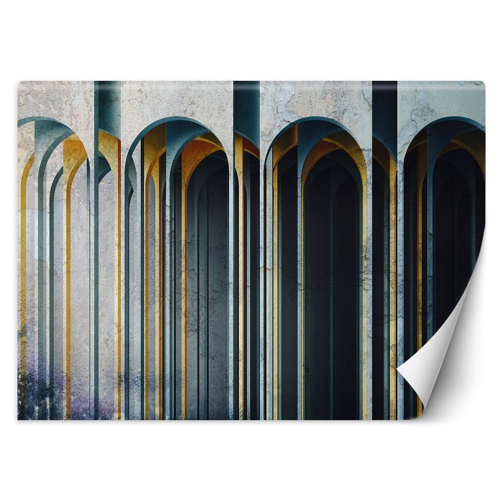 Wallpaper Blue Yellow Door