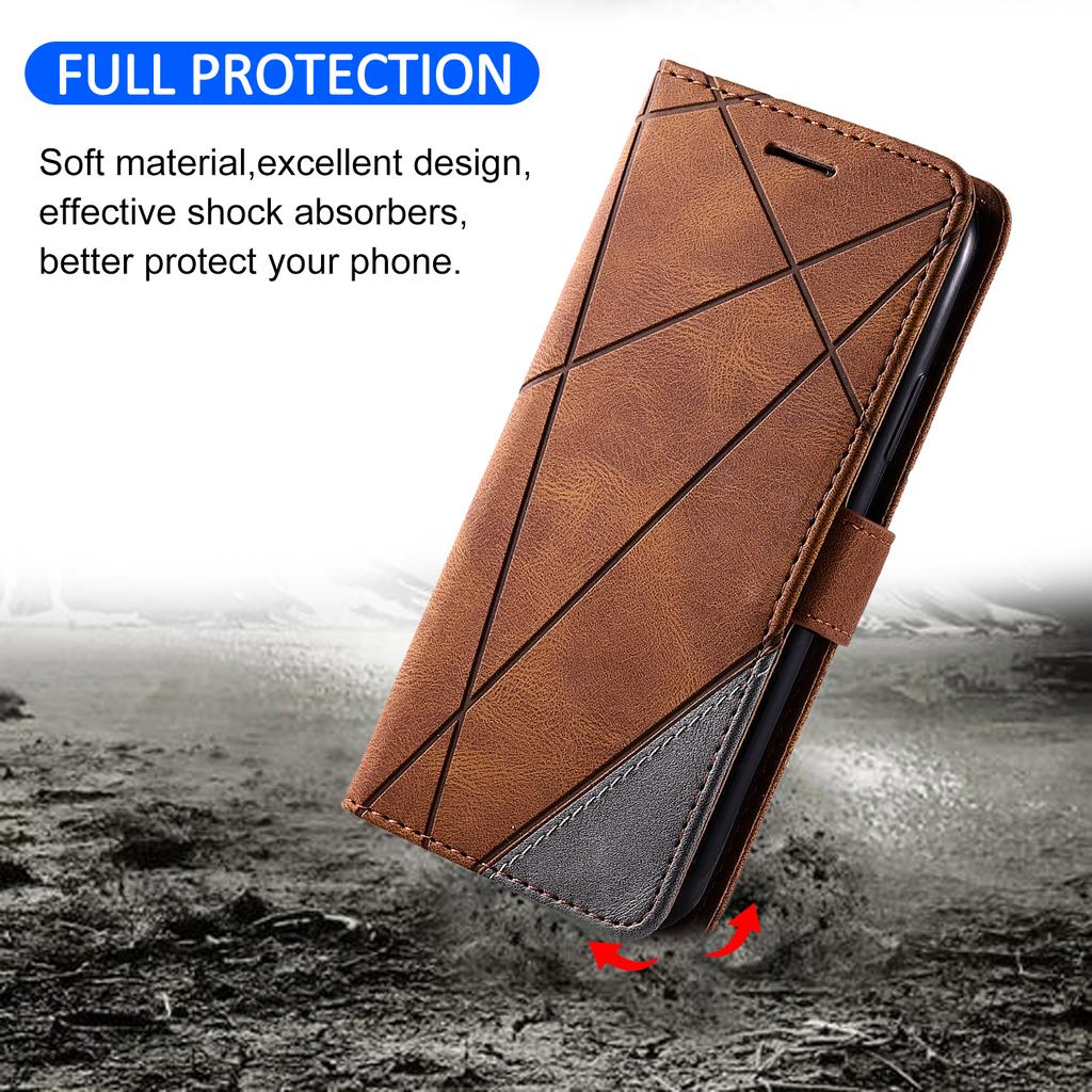 For Samsung Galaxy S24 FE Case Imprinted Lines PU Leather Splicing Wallet Phone Cover