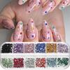 12Grids 3D Colorful 2mm Round Nail Diamond Gems 12colors Glitter Crystal Nail Rhinestones Flatback Resin Luxury Nail Decoration