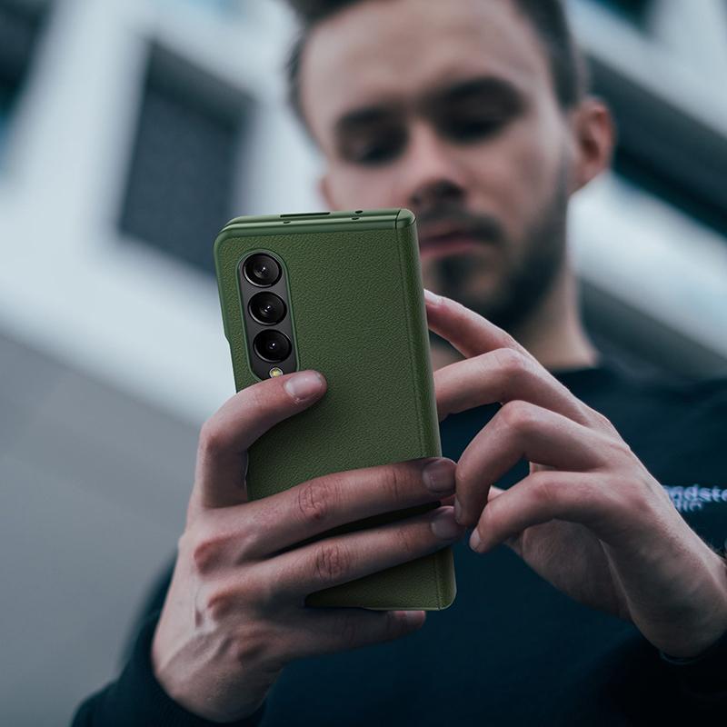 360 Fully Hinged Protective Case For Samsung Galaxy Z Fold 4 5g Luxury Leather Anti -Fall Armor Folding Case For Z Fold 4 Z Fold4