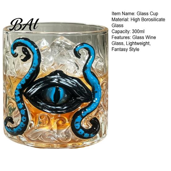 Unique Spirits Cup for Collectors Octopus Tentacle Whiskey Glass Cup, Hand-Painted Devil Eye Drinking Wide Mouth Rock Cocktails High Borosilicate And