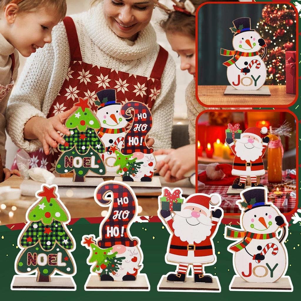 Рождественские деревянные украшения, креативные декоративные настольные украшения