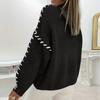 Ladies' Color Blocking Loose Casual Round Neck Knitted Sweater Long Sleeved Sweater Top