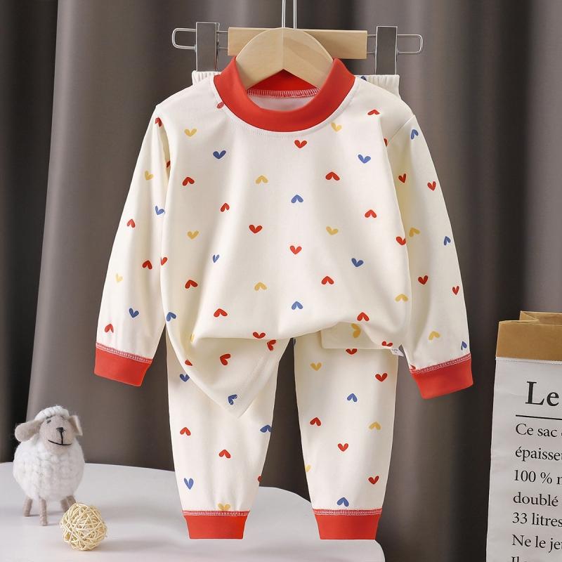2 шт./компл. Детские осенние теплые пижамные комплекты для малышей, мальчиков и девочек, милые мультяшные топы-футболки с длинным рукавом + брюки, повседневная одежда для сна, нижнее белье