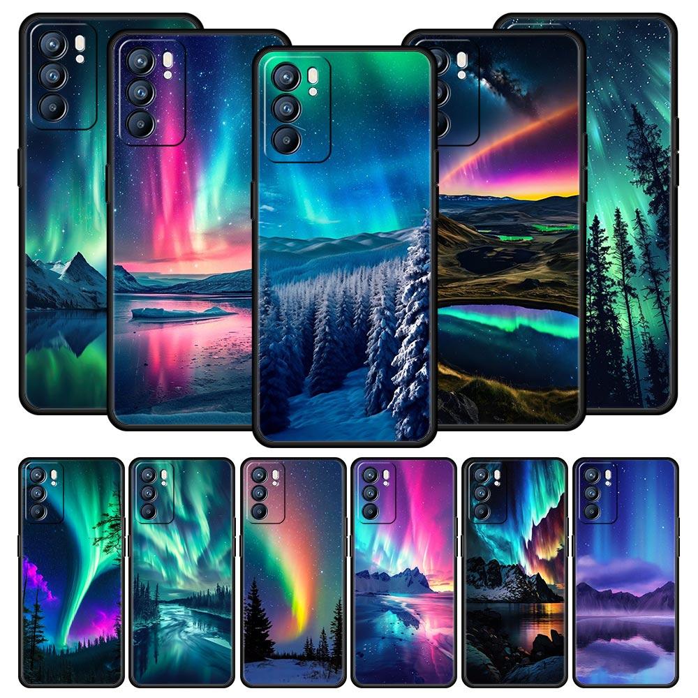 Красивая чехол с северным сиянием для Oppo Reno8 Reno7 Reno6 Pro A54 5G Find X6 X5 A53 A52 A9 A15 A95 A17 A16 A57 A31