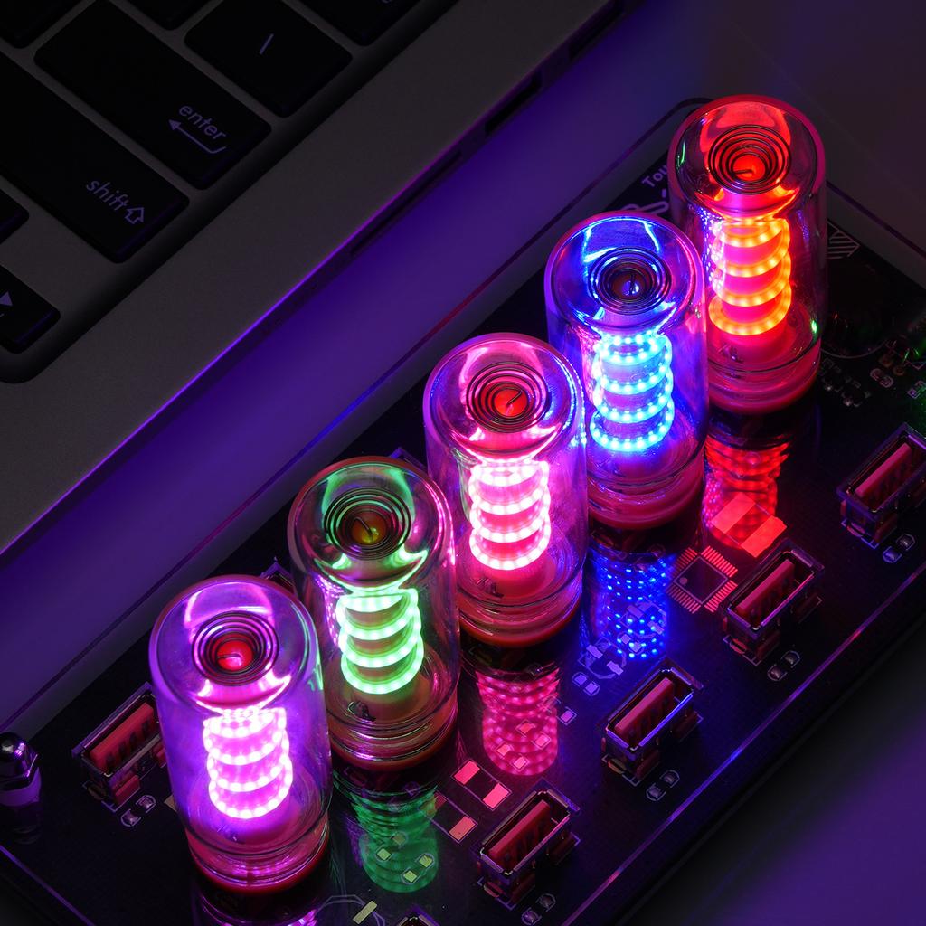 Transparent Spring Touch Dimmable USB Night Light, Portable LED Bedside Lamp