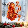 Holiday Glass Surface Decor 2027 Year of Goat Window Cling Lunar New Zodiac Decorative Shop Signs Sticker Flame Style Spring Festival Door for Home