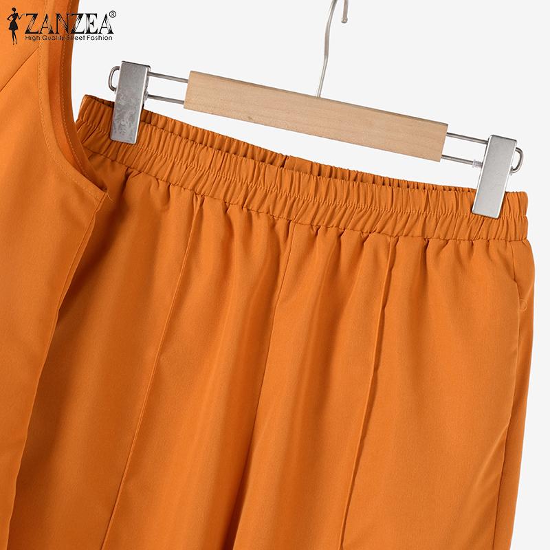 ZANZEA Женский летний комплект из жилета без рукавов с круглым вырезом и широкими брюками