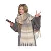 Winter Scarf Cashmere Feel Plush Scarf with Tassel Decoration Thickened Warm Plaid Pattern Winter