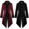 Gothic Steampunk Vintage Medieval Vampire Black Red Coat Men's Cosplay Costume Court Style Nobles Tailcoat for Autumn and Winter