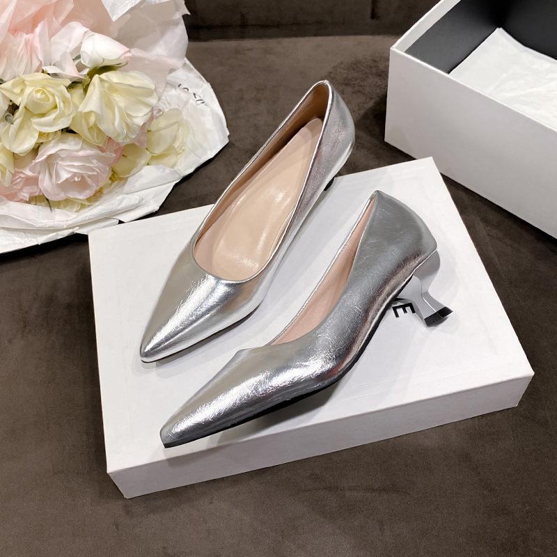 Дизайнерские остроносые универсальные туфли для通勤, туфли на одной педали, весна и лето 2025, ретро французские высокие каблуки