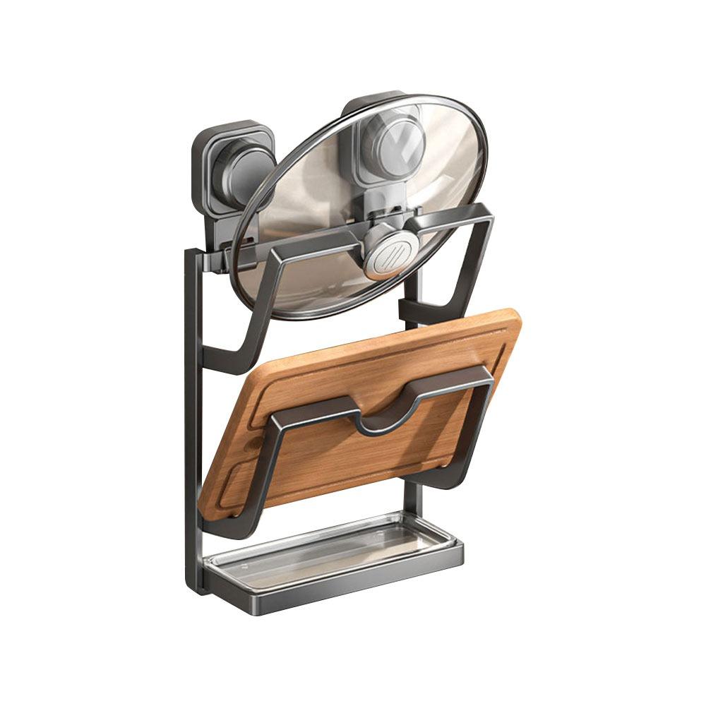 Multi-Layer Suction Cup Pot Lid Holder Punch-Free Pot Cover Rack Kitchen Storage Rack  for Kitchen