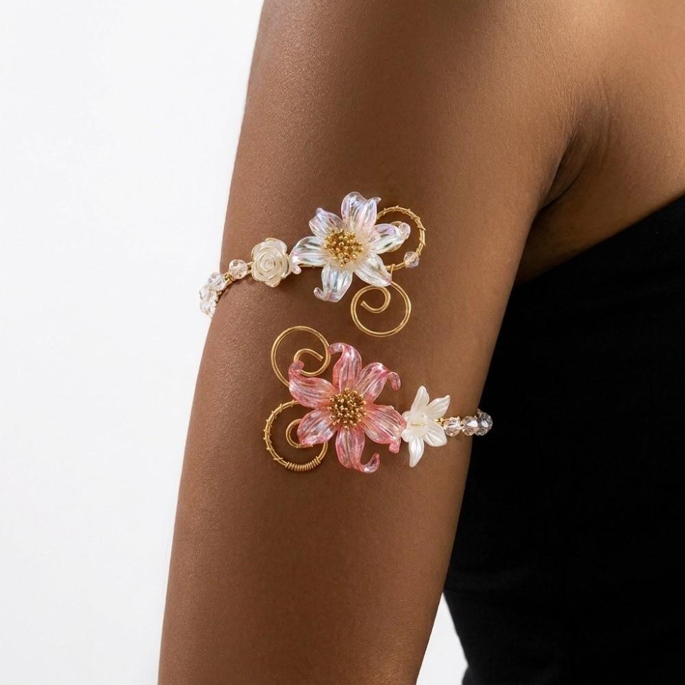 Baroque-style Upper Arm Cuff Open-design Floral Arm Band Baroque Flower Armlet Photoshoot