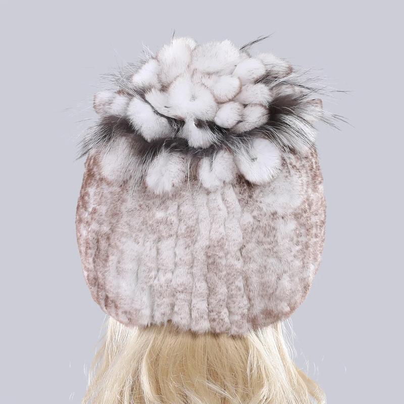 Горячая Распродажа Россия Зима Качество Натуральная Меховая Шапка Натуральная Теплая Шапка из Меха Кролика Рекс Леди Теплая Вязаная Подлинная Шапка из Меха Кролика Рекс