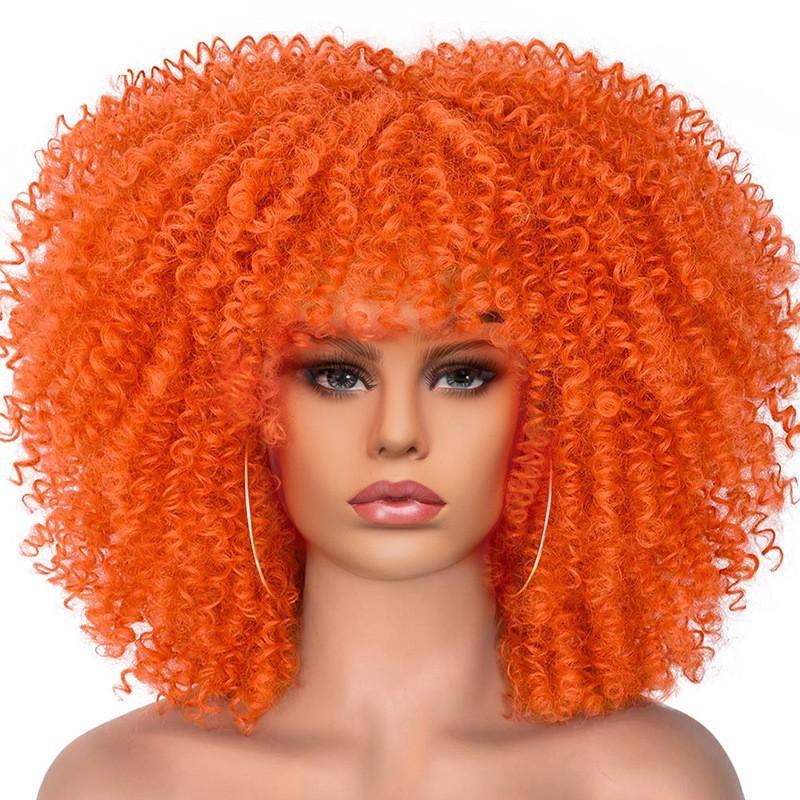 New Wig Women's Short Curly Hair African Small Curly Hair, European and American Exploding Head Wig Wigs Rose Mesh Chemical Fiber Headgear