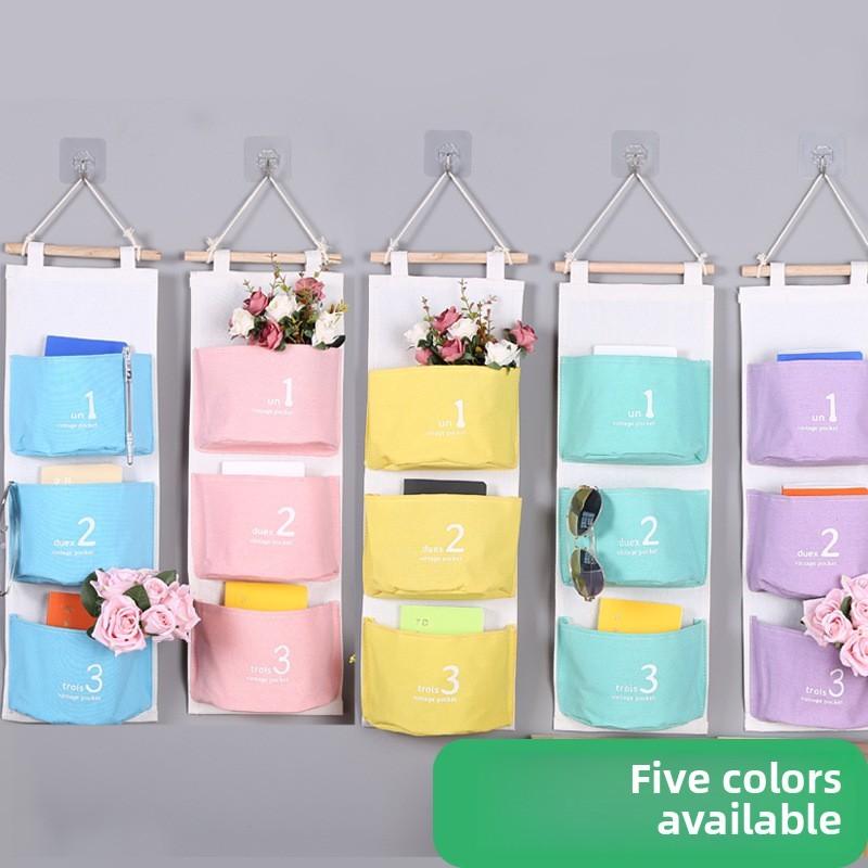 Креативный органайзер для хранения из льна и хлопка с 3 карманами, домашний декор, сетка для мелочей