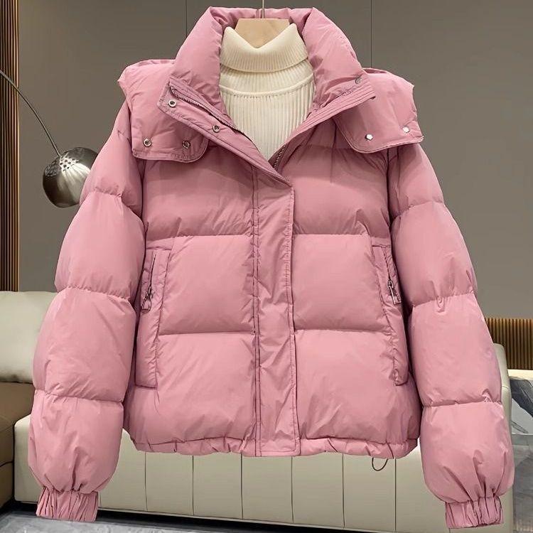 Petite 2025 Korean-Style Hooded Down Jacket - Short, Loose-Fit, Cotton-Padded for Winter