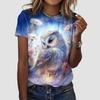 Модная женская футболка с принтом совы, веселая и повседневная футболка с круглым вырезом и коротким рукавом, летняя женская футболка