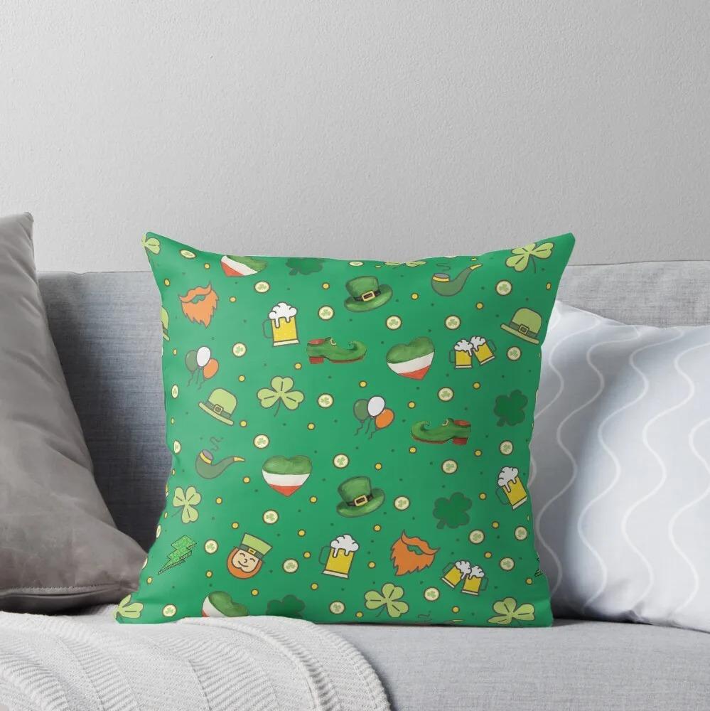 Green Dwarf Clover St. Patrick's Day Pattern Decorative Pillowcase Cushion Cover Print Decoration Living Room Office Home