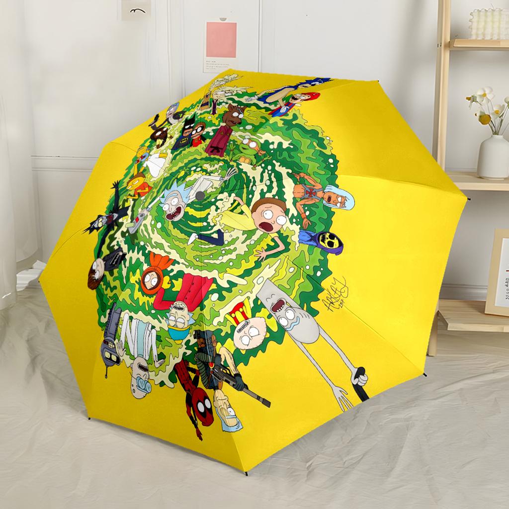 Rick And Morty Adventure Automatic Umbrella with 8-Rib Durable Plastic & Iron for Women/Men Fashion Lovers Perfect Gift for Women/Men