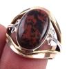 Кольцо из натурального красного дерева и обсидиана, двухцветное, из стерлингового серебра 925 пробы, размер 7, A6R81