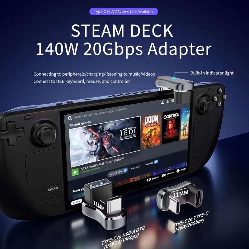 High Speed 20Gbps USB C Adapter 140W PD Fast Charging Type C Male to Female Converter for Large File Data Transmission