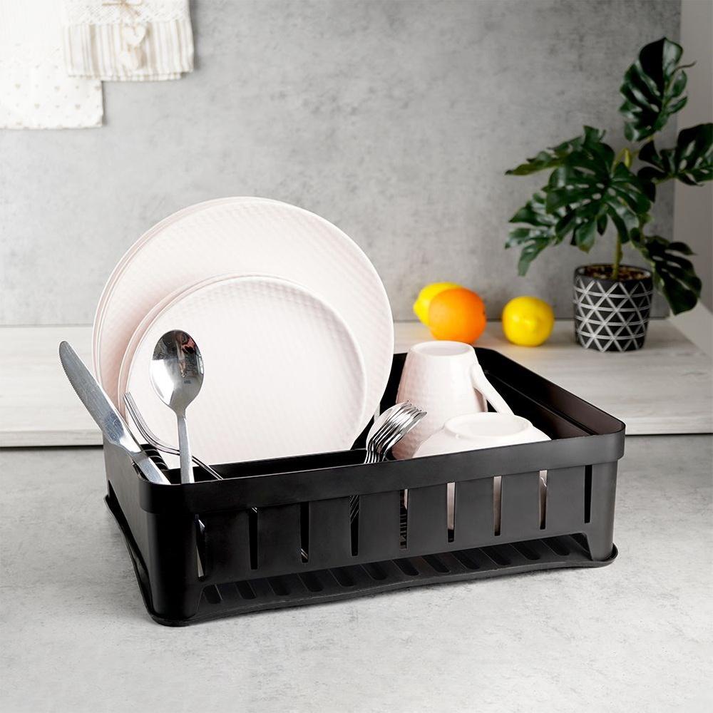 Drainer for dishes, cutlery, plates, cups, standing kitchen black