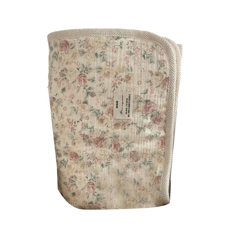 Двусторонний принт Хлопковое одеяло с крючком и фестончатым краем Универсальное двухслойное одеяло Теплое для младенцев и взрослых