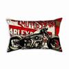 18" Black Vintage Motorcycle Club Poster Sofa Throw Pillow Cool Retro Motor Bike Cushion Home Decoration Rectangle Car Pillows