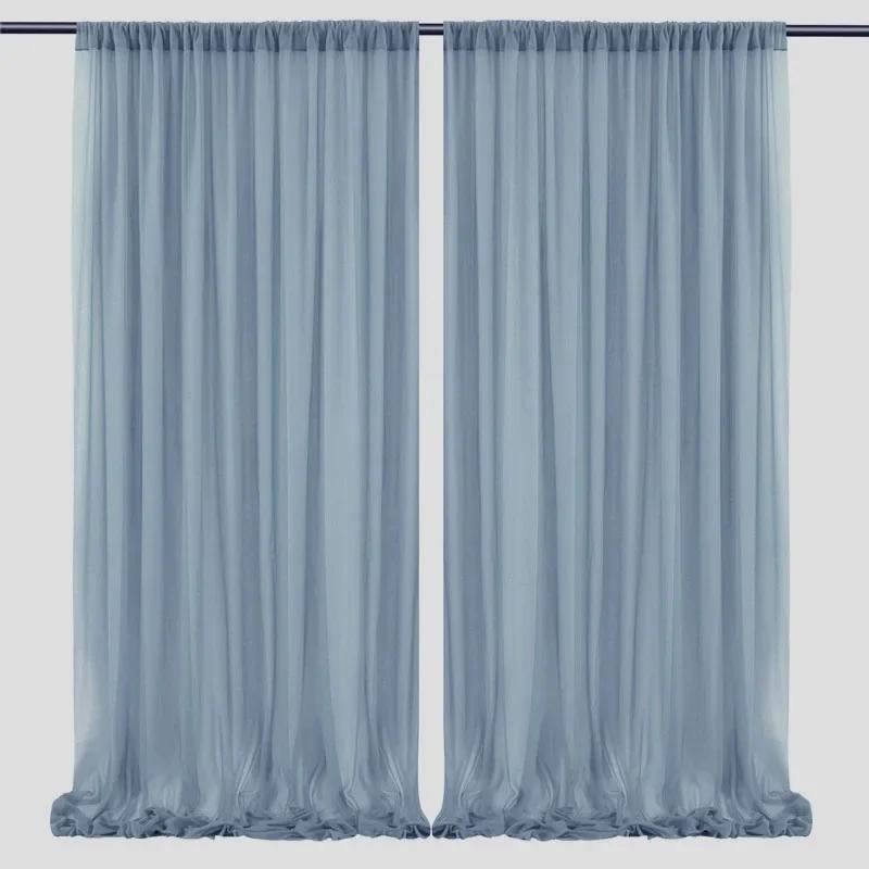 2pcs 5ft X10ft Chiffon Backdrop Curtains, 2 Layer Sheer Fabric Backdrop Drapes Drapes for Bridal Shower Wedding Arch Party Decor