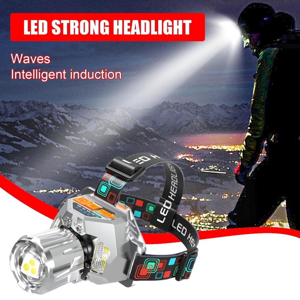 Camping Headlamps Bright Rechargeable Headlight Multifunctional Bright Portable Light for Cycling Outdoor Running Picnic Adults