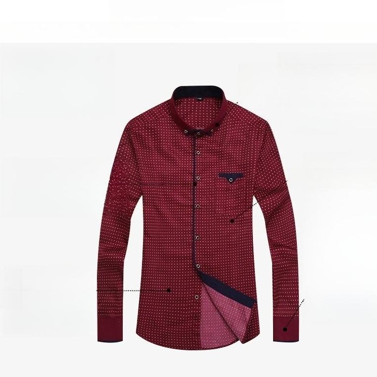 Рубашка деловая повседневная мужская с принтом тонкая молодежная рубашка с длинными рукавами