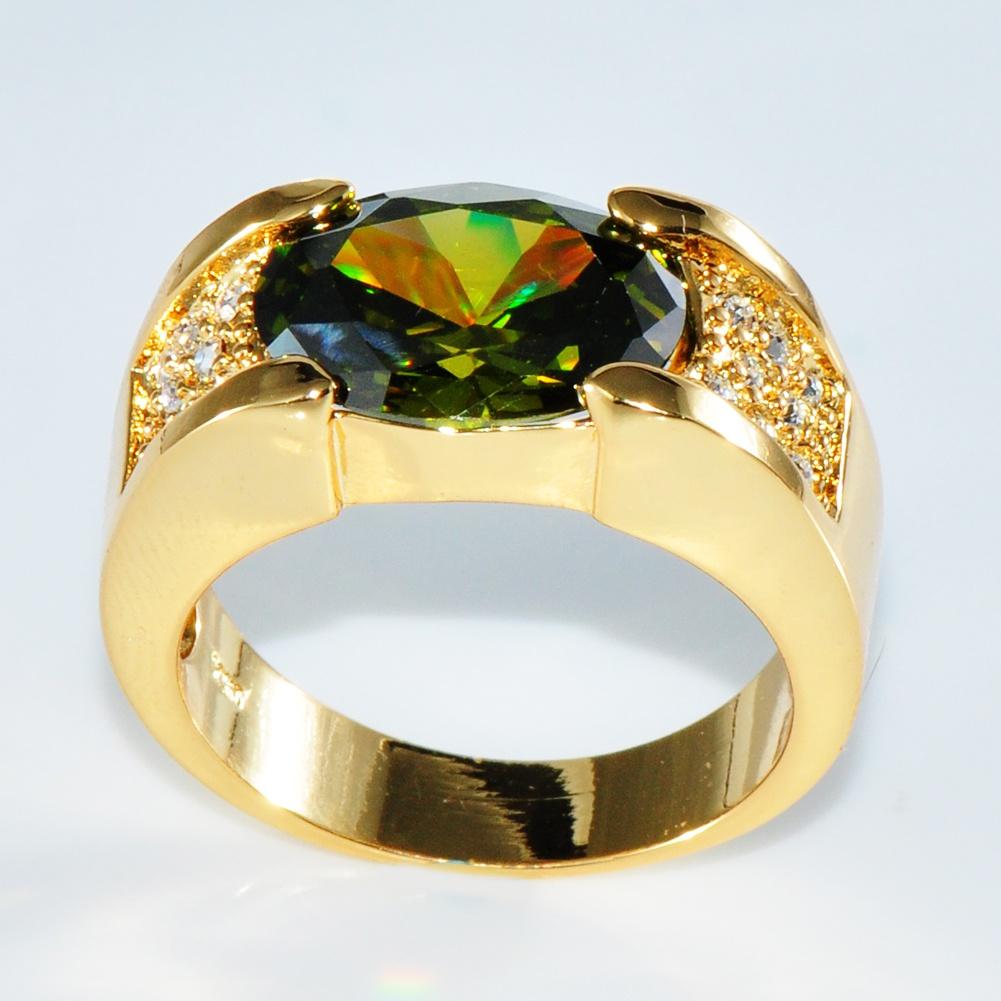 Модные ювелирные изделия золотого цвета, большие круглые овальные огранки, оливково-зеленый камень, кольцо для невесты, обручальные кольца для женщин, подарки на годовщину