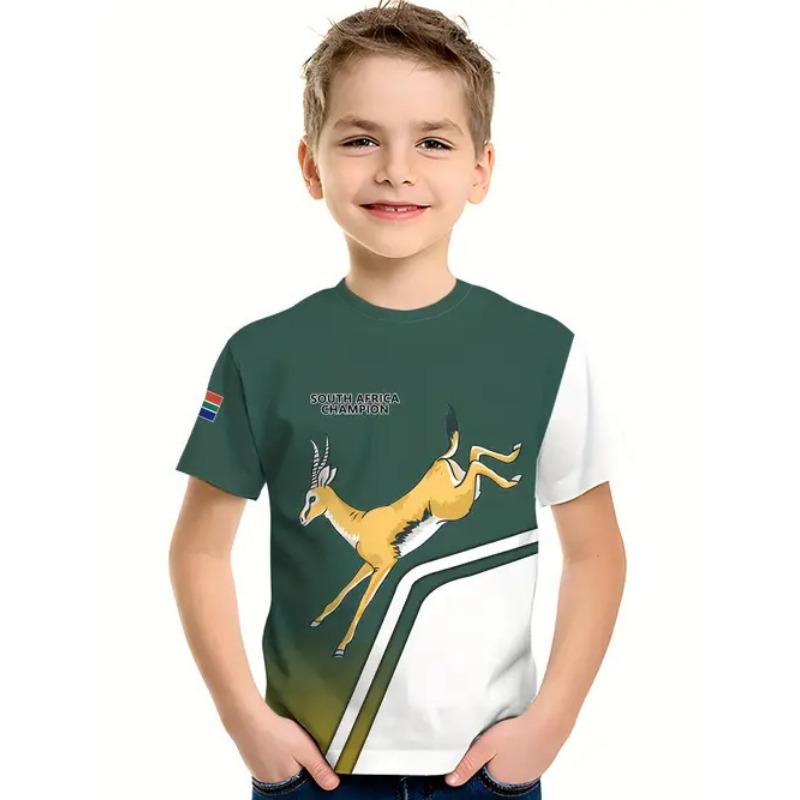 Детская футболка с 3D-принтом, летняя футболка с круглым вырезом и короткими рукавами для мальчиков в стиле аниме с 3D-принтом