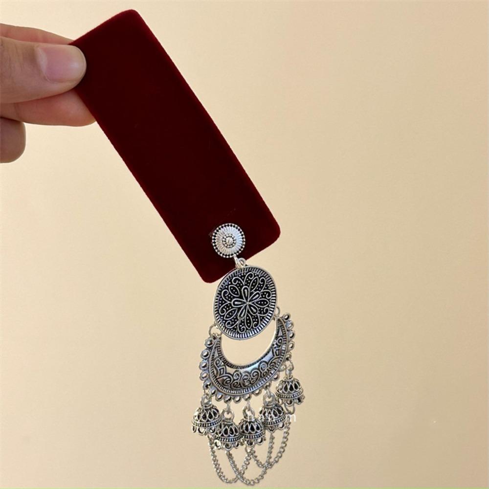 Ретро-повязка на голову с колокольчиком и кисточками, бархатная китайская боковая заколка, креативный этнический обруч для волос для женщин