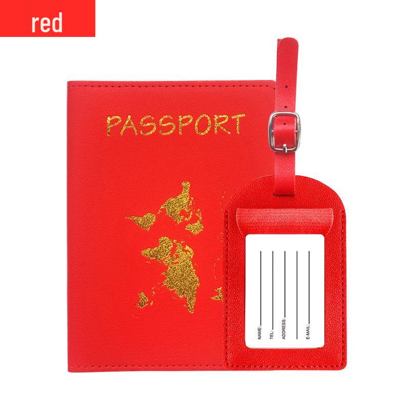 Customizable PU Leather Passport Cover with Hot Stamped Logo, Map, Luggage Tag, & Passport Holder Set