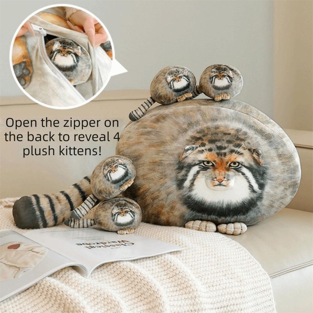 Huggable Cat Plush Toy Lifelike Manul Plush Toy Fierce Looking Simulation Cat Pillow Pets Lovers