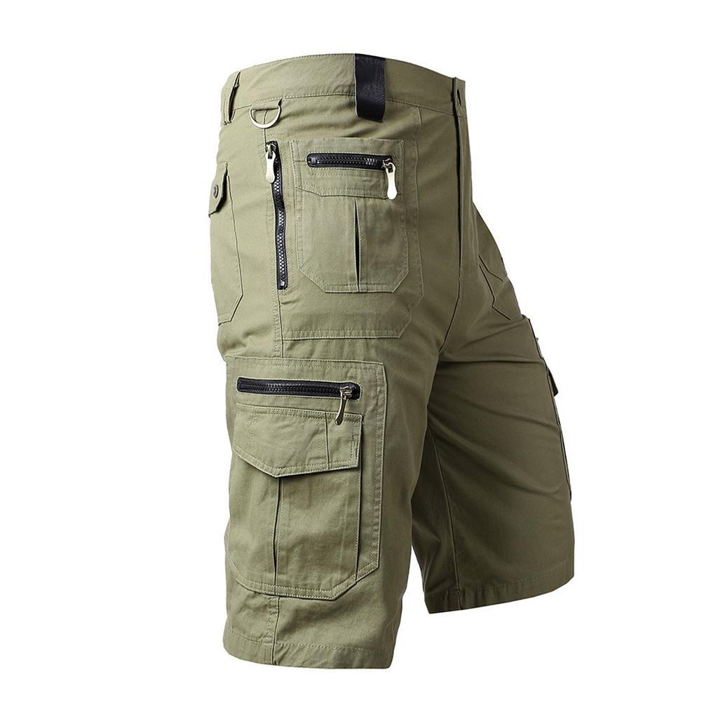 Men's Capris Loose Straight Tube Casual Multi Pocket Cotton Work Shorts