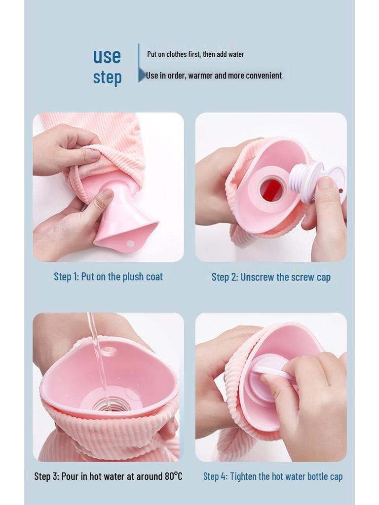 Portable Hot Water Bottle Hand Warmer - Long, Washable, Explosion-Proof, Available In Large & Small Sizes